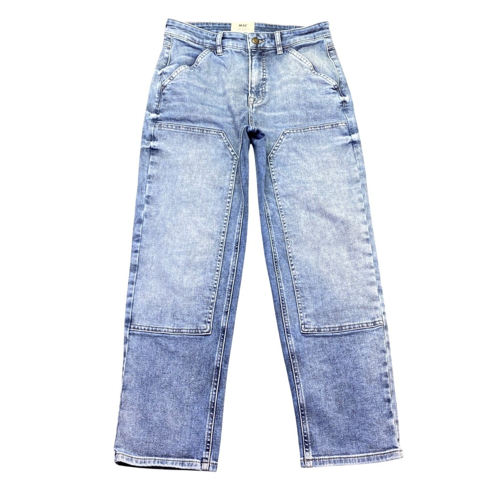MAC Texas Double Knee Carpenter Jeans Blue Acid Wash Workwear 36/0L Womens